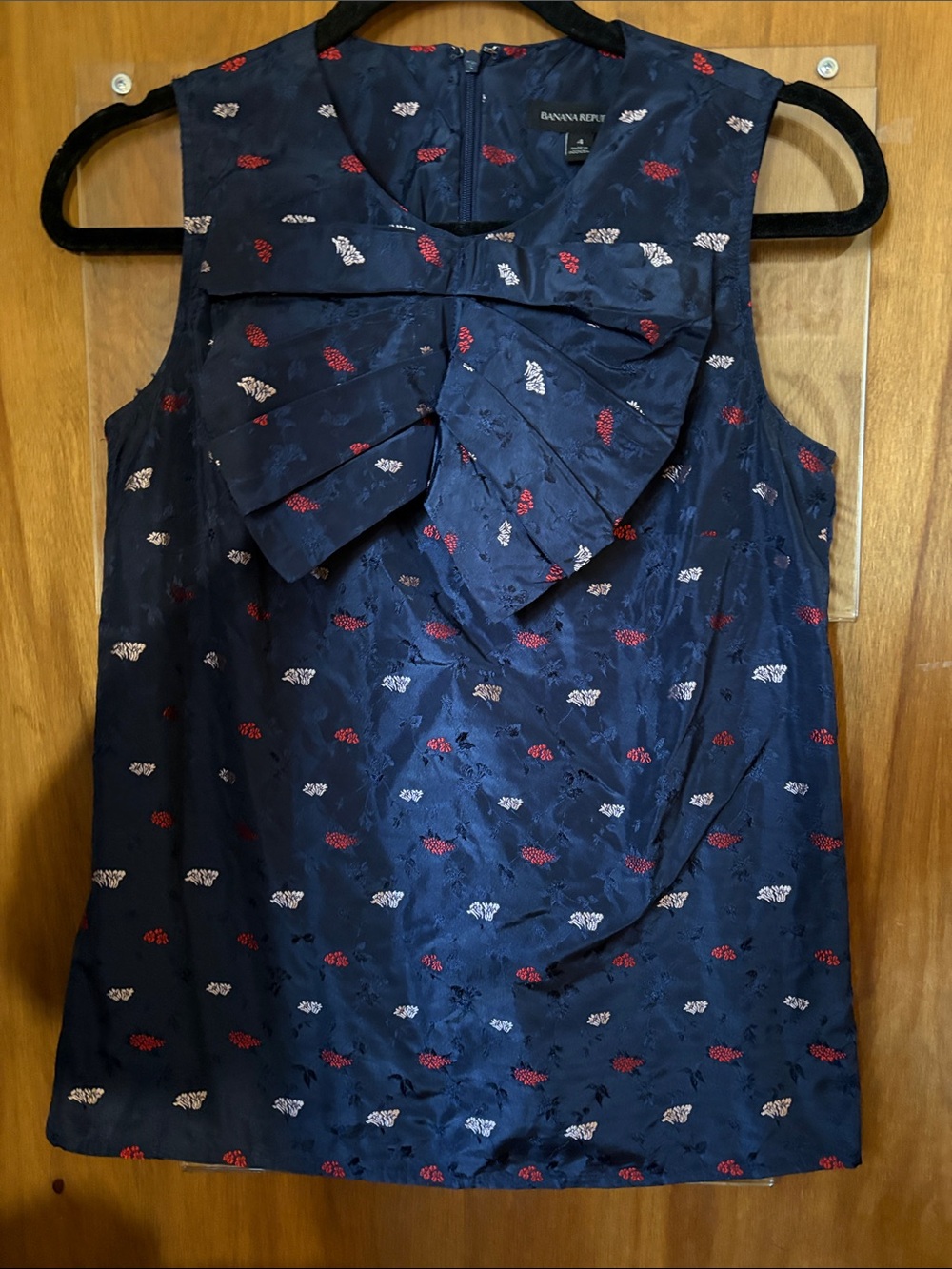 Banana Republic Navy Sleeveless Top with Bow Accent